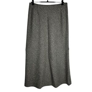 Tahari Grey Wool Blend Maxi Skirt Zipper Closure Size 14P Holiday Winter Classic